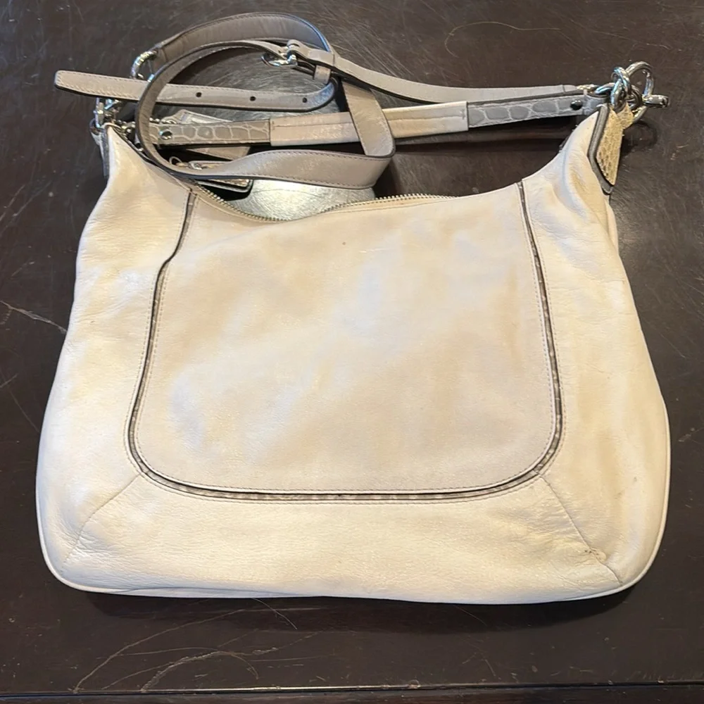 Coach Kristin Spectator Ivory Leather Hobo Bag - Picture 2 of 13